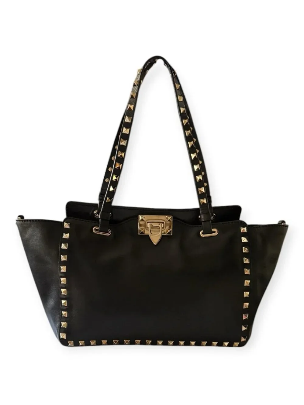 Valentino Garavani Rockstud Small Leather Tote | Black w/ Dustbag - Picture 2 of 7